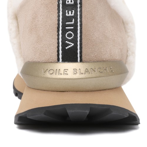 Voile Blanche Beige Shearling Slip-On Sneakers.