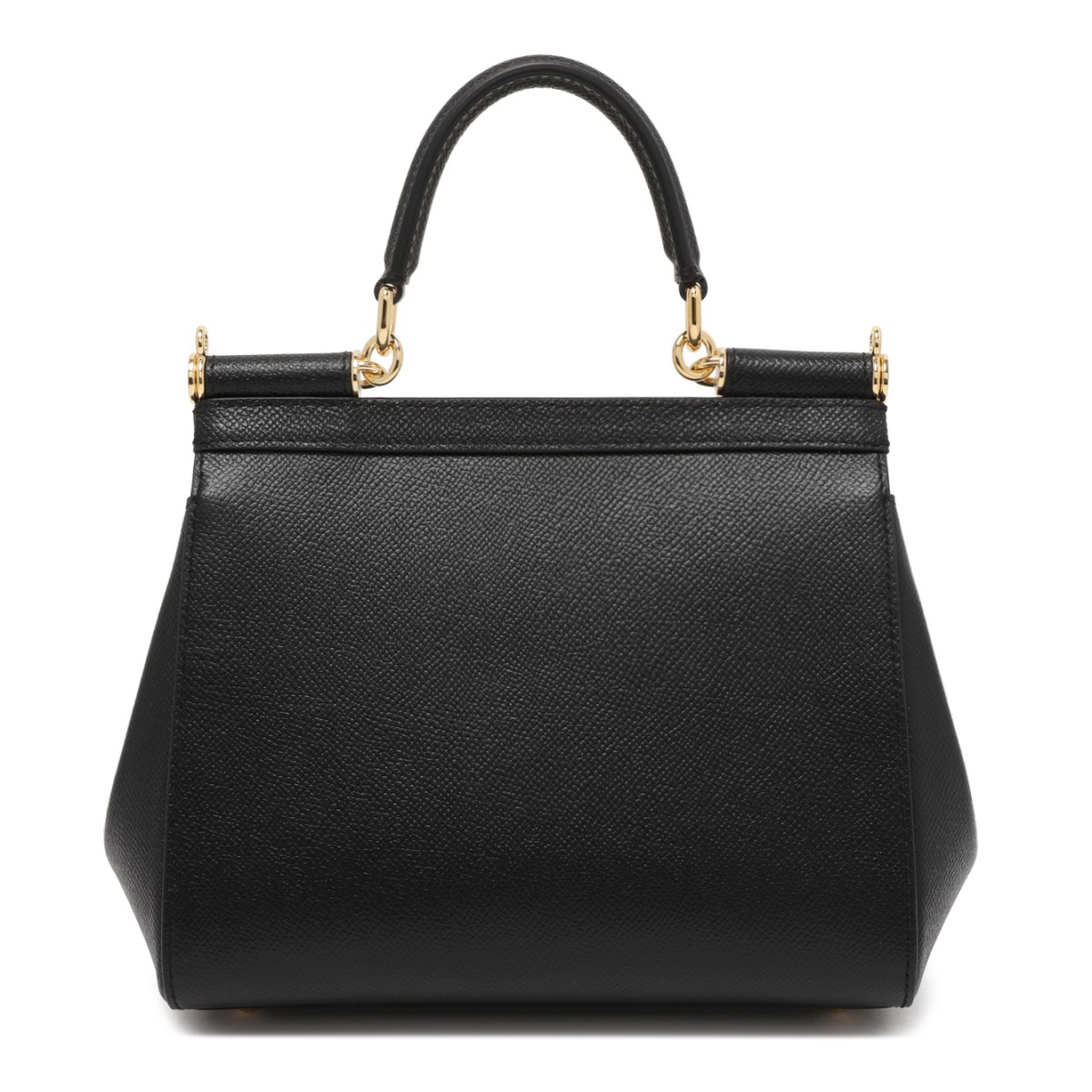 Dolce & Gabbana Black Leather Sicily Top-Handle Bag.