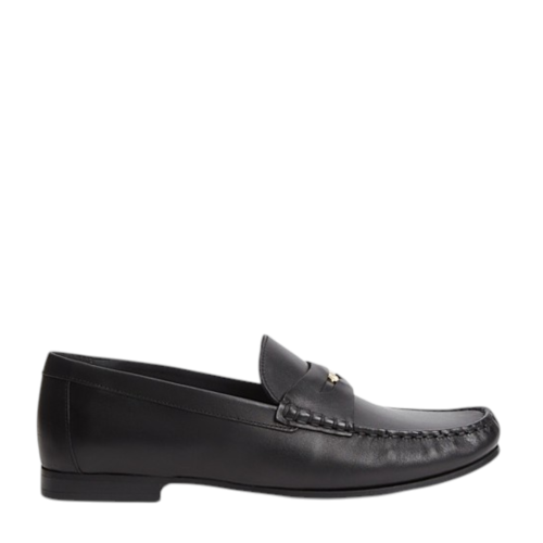 Tommy Hilfiger Black Leather Penny Loafers.