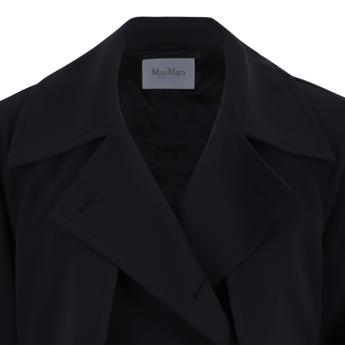 Max Mara Black Double-Breasted Wool Coat.