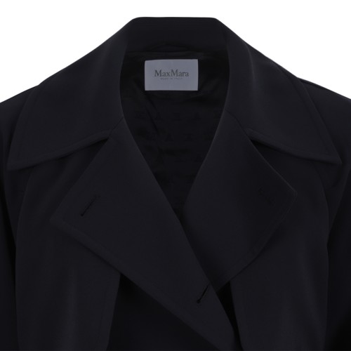 Max Mara Black Double-Breasted Wool Coat.