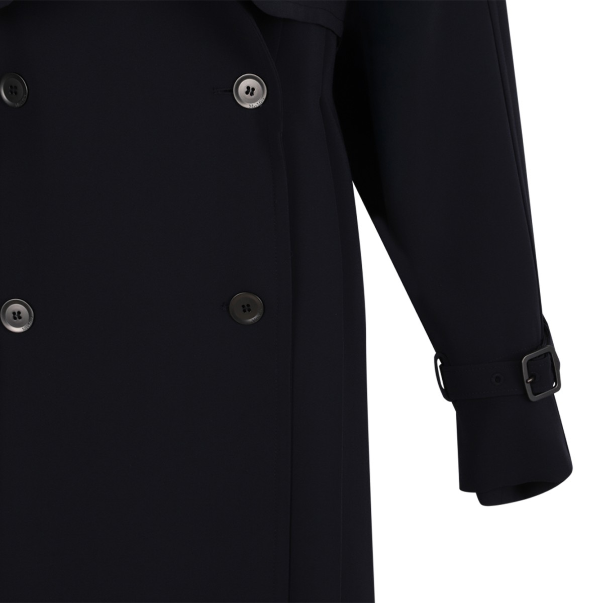 Max Mara Black Double-Breasted Wool Coat.