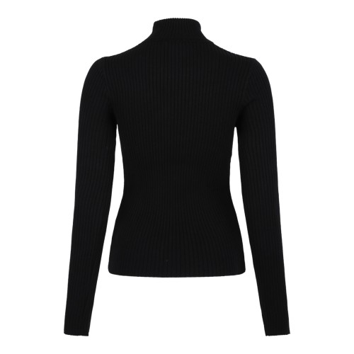Courrges Black Ribbed Turtleneck Sweater. 2