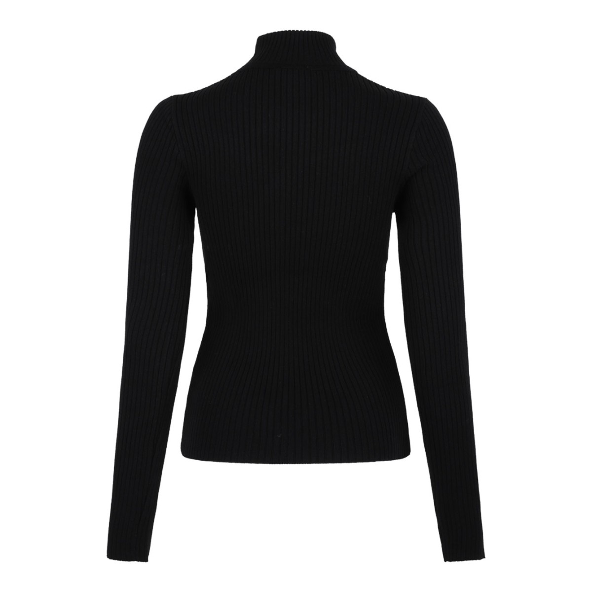 Courrges Black Ribbed Turtleneck Sweater.