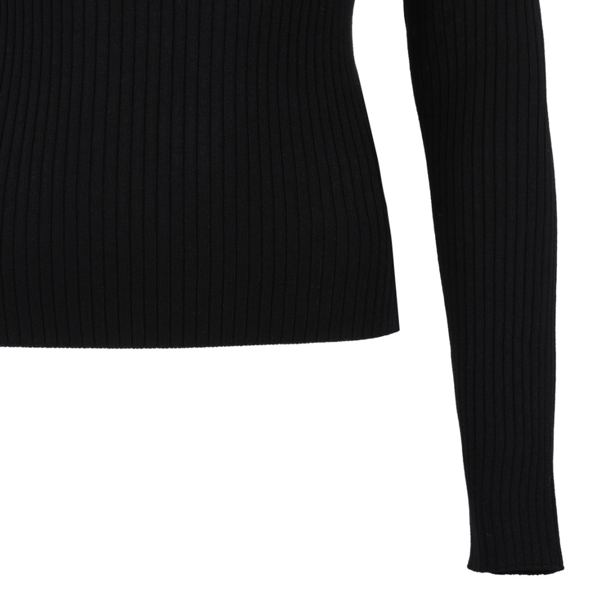 Courrges Black Ribbed Turtleneck Sweater.