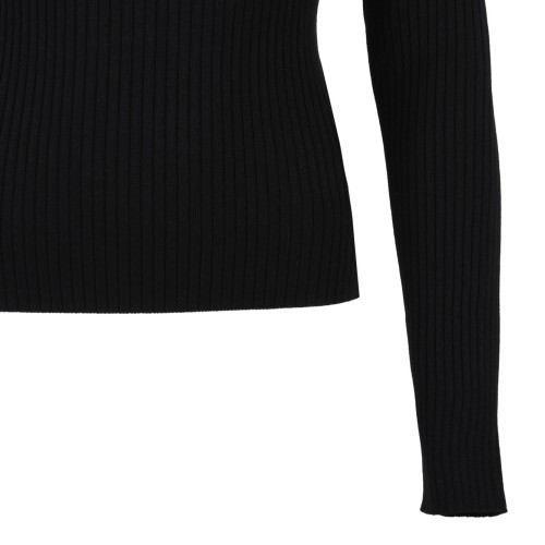 Courrges Black Ribbed Turtleneck Sweater.