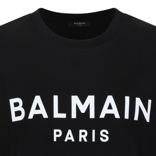 Balmain Black Logo Cotton T-Shirt.