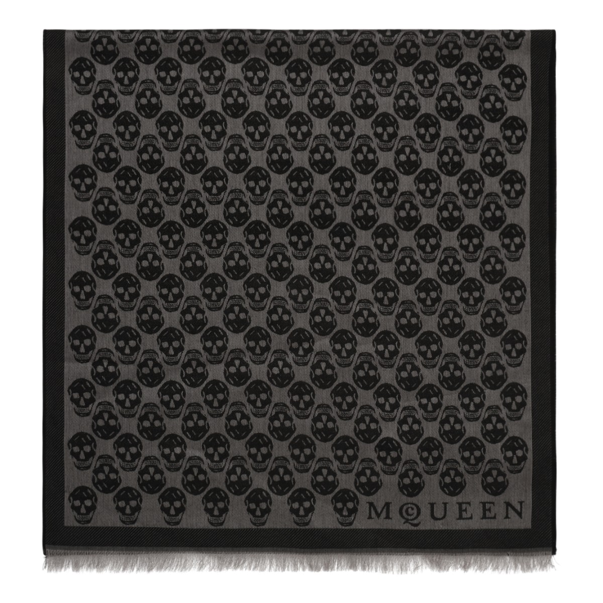 Alexander McQueen Grey Skull Wool Scarf.