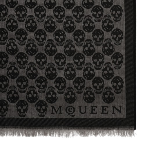 Alexander McQueen Grey Skull Wool Scarf. 2