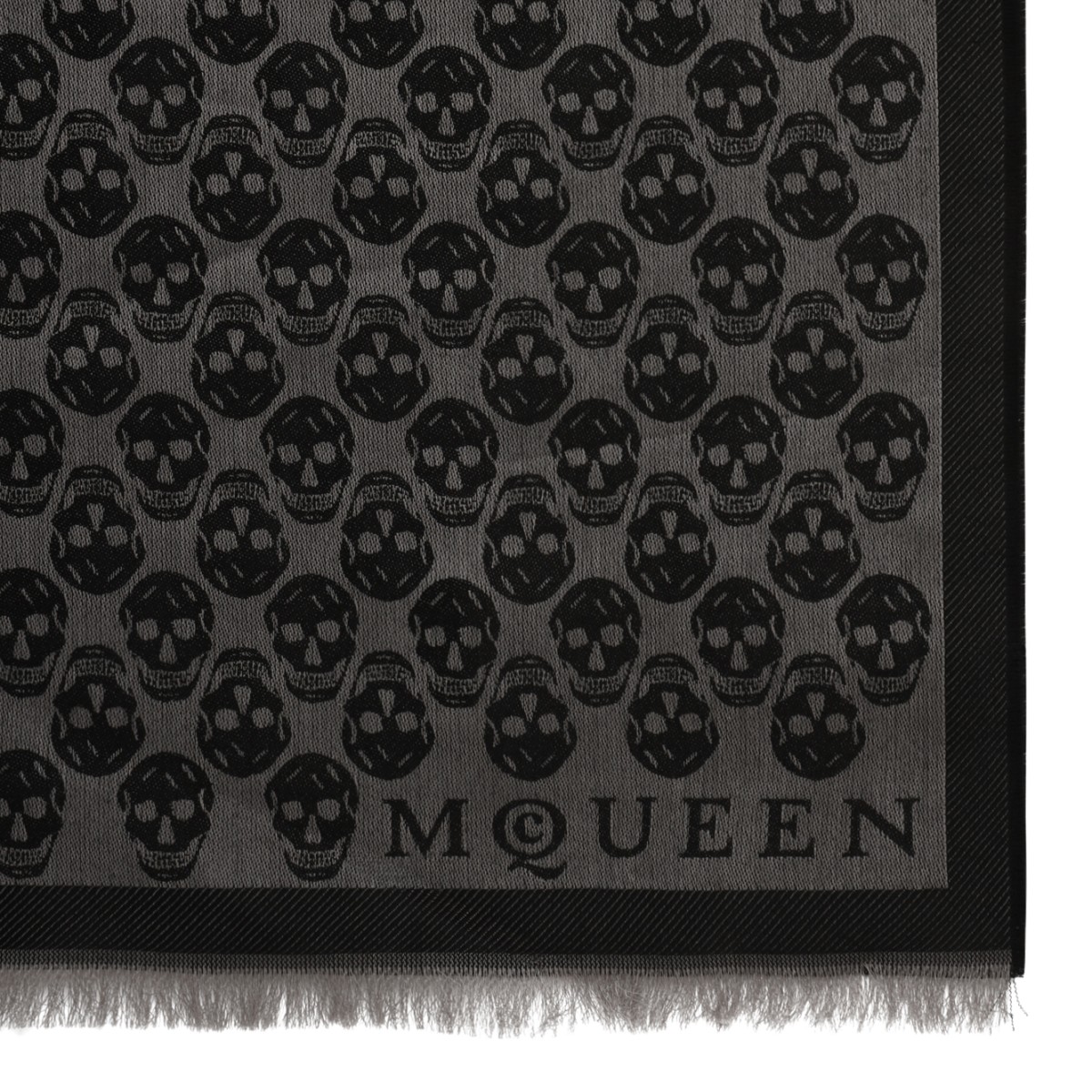 Alexander McQueen Grey Skull Wool Scarf.