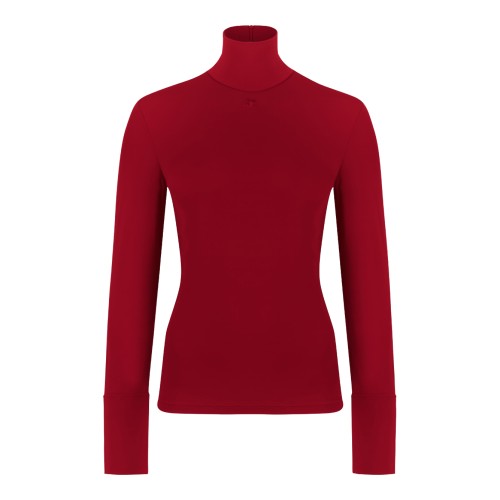 Courrges Red Turtleneck Knit Top.