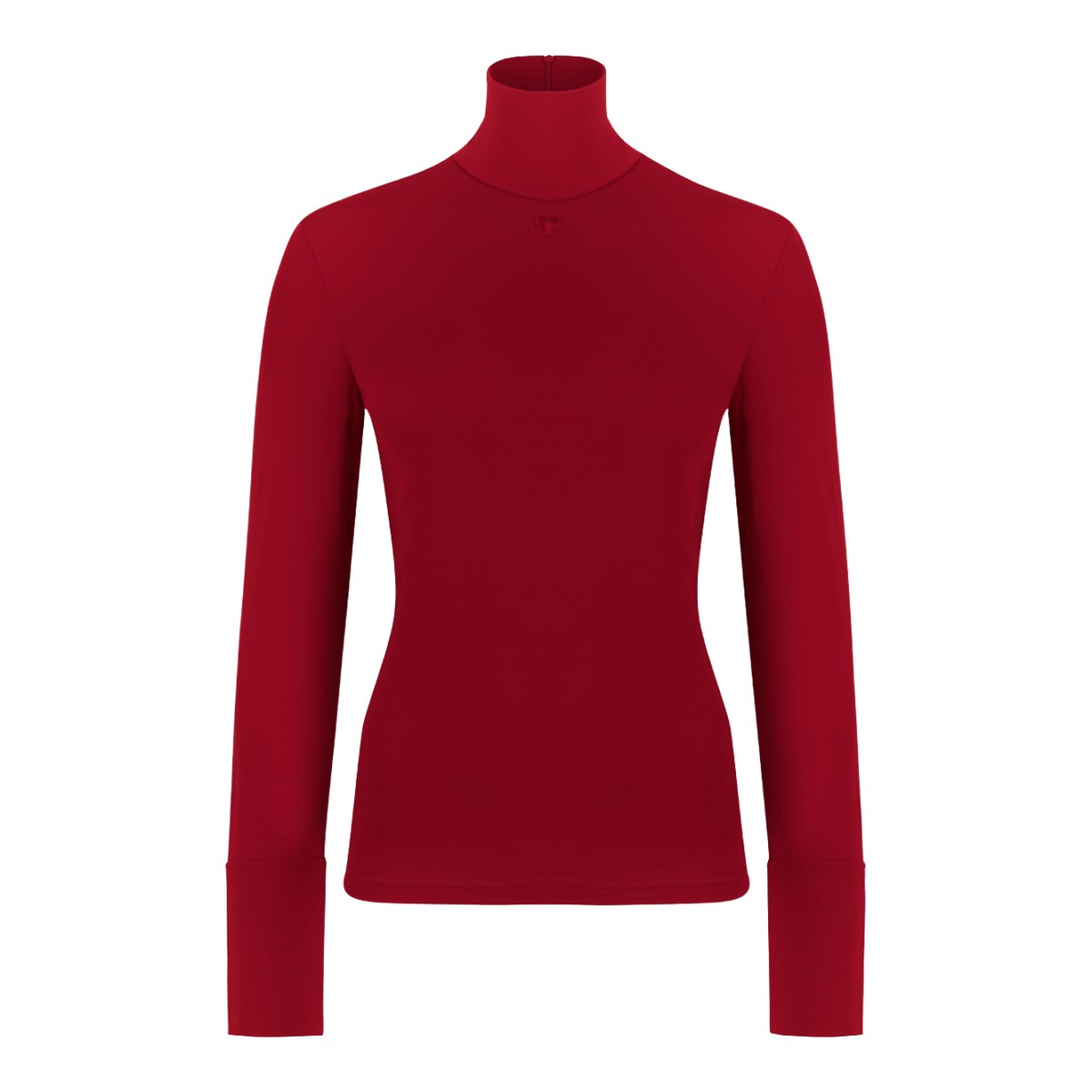 Courrges Red Turtleneck Knit Top.