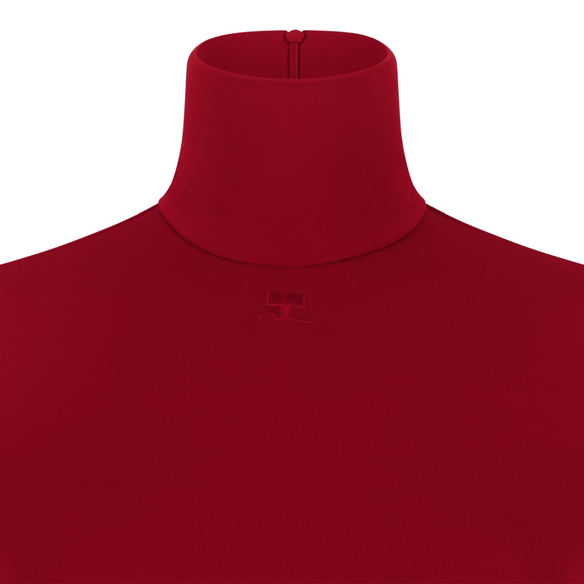 Courrges Red Turtleneck Knit Top.
