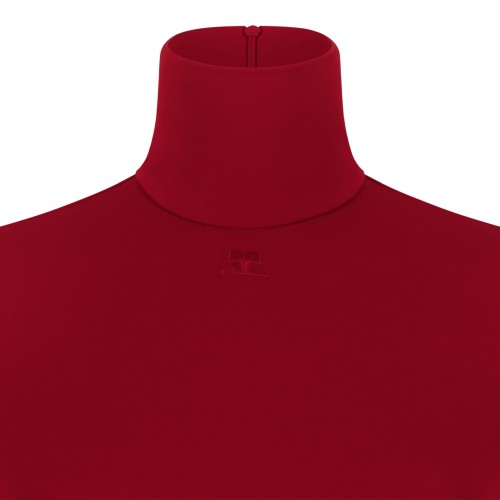 Courrges Red Turtleneck Knit Top.