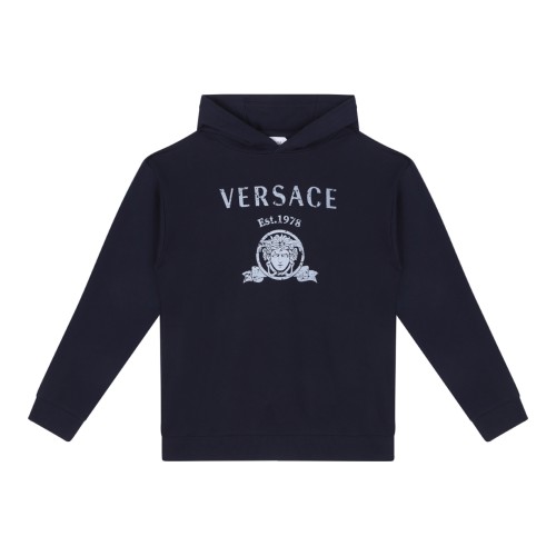 Versace Kids Navy Logo Hoodie.