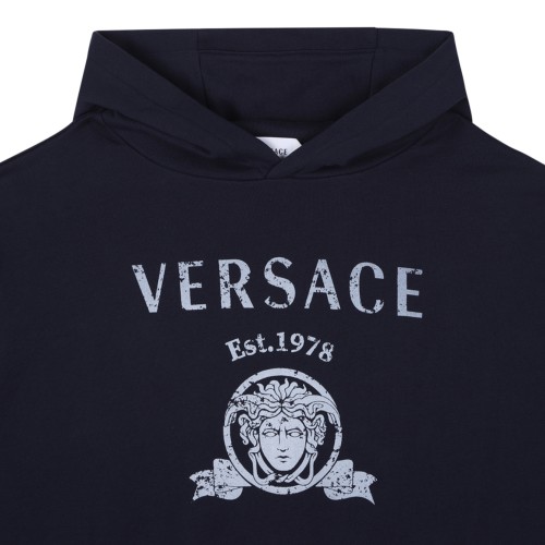Versace Kids Navy Logo Hoodie.