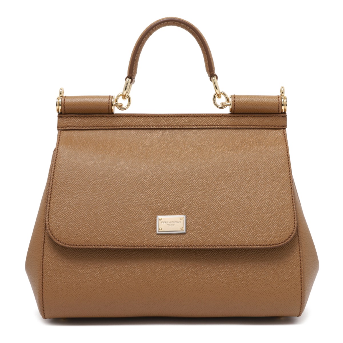 Dolce & Gabbana Caramel Leather Sicily Top-Handle Bag.