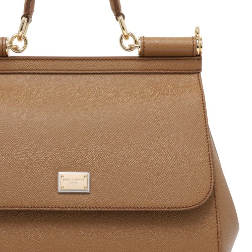 Dolce & Gabbana Caramel Leather Sicily Top-Handle Bag.