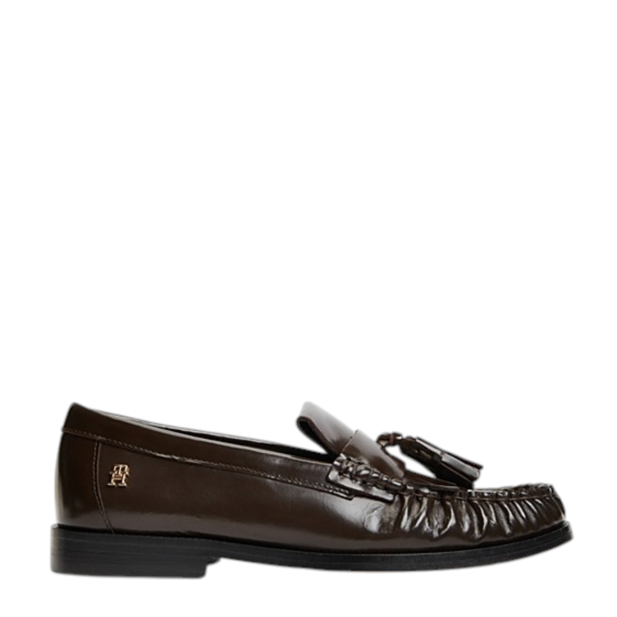 Tommy Hilfiger Dark Brown Leather Tassel Loafers.