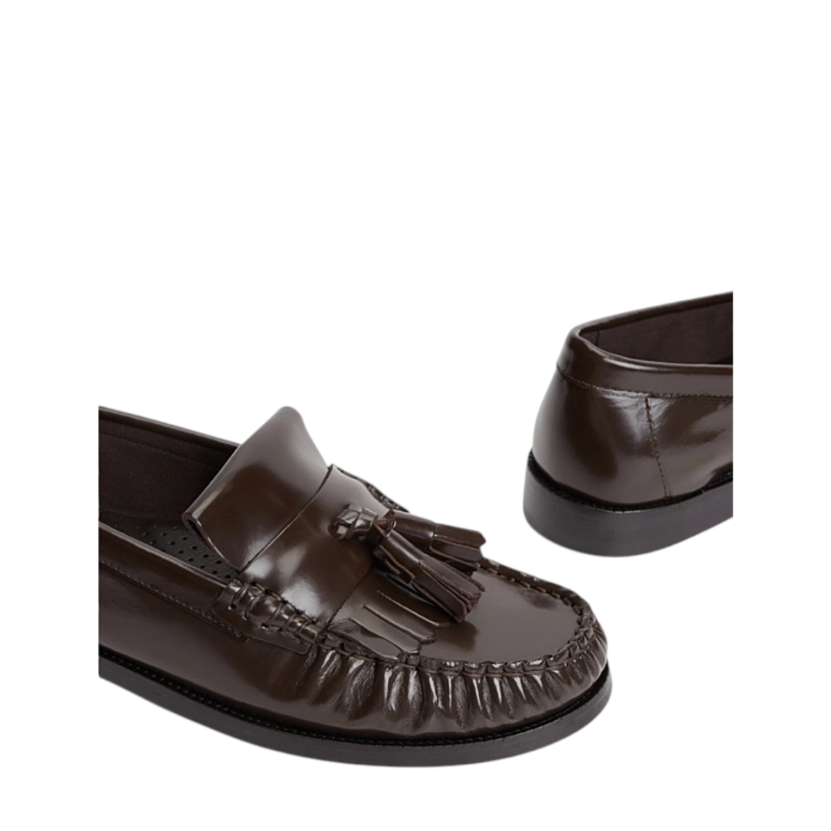 Tommy Hilfiger Dark Brown Leather Tassel Loafers.