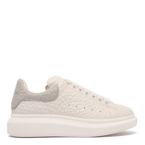 Alexander McQueen White and Silver Grey Oversized Sneakers.