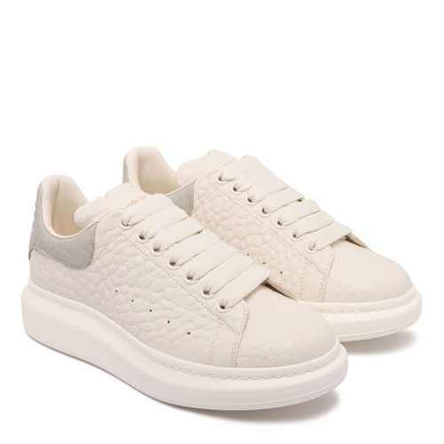 Alexander McQueen White and Silver Grey Oversized Sneakers. 2