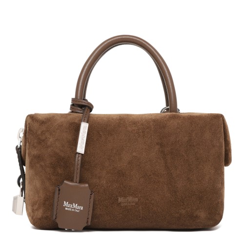 Max Mara Brown Suede Top-Handle Bag.