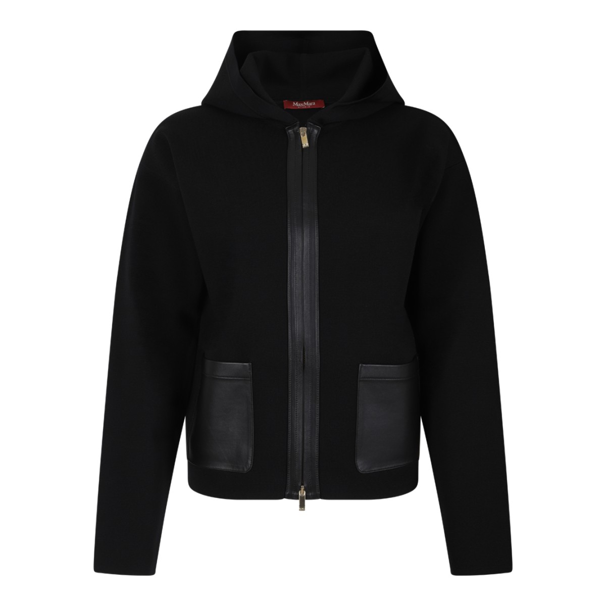 Max Mara Black Hooded Zip Jacket.