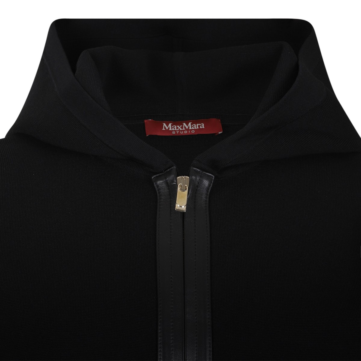 Max Mara Black Hooded Zip Jacket.