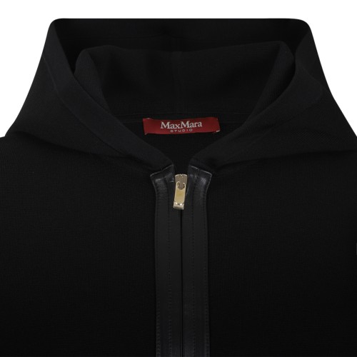 Max Mara Black Hooded Zip Jacket.