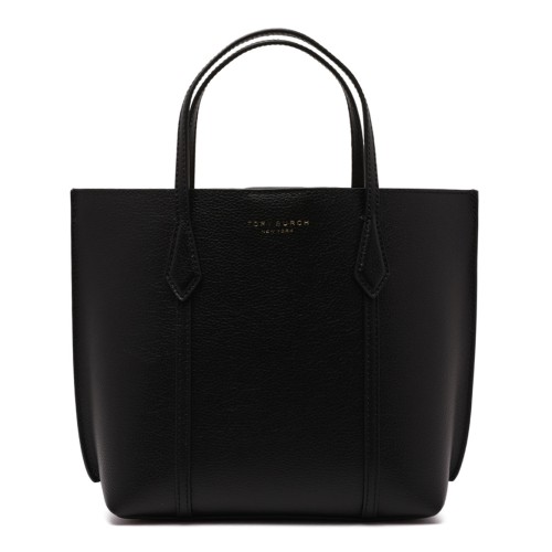 Tory Burch Black Leather Tote Bag.