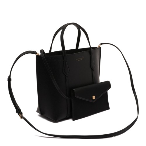 Tory Burch Black Leather Tote Bag.
