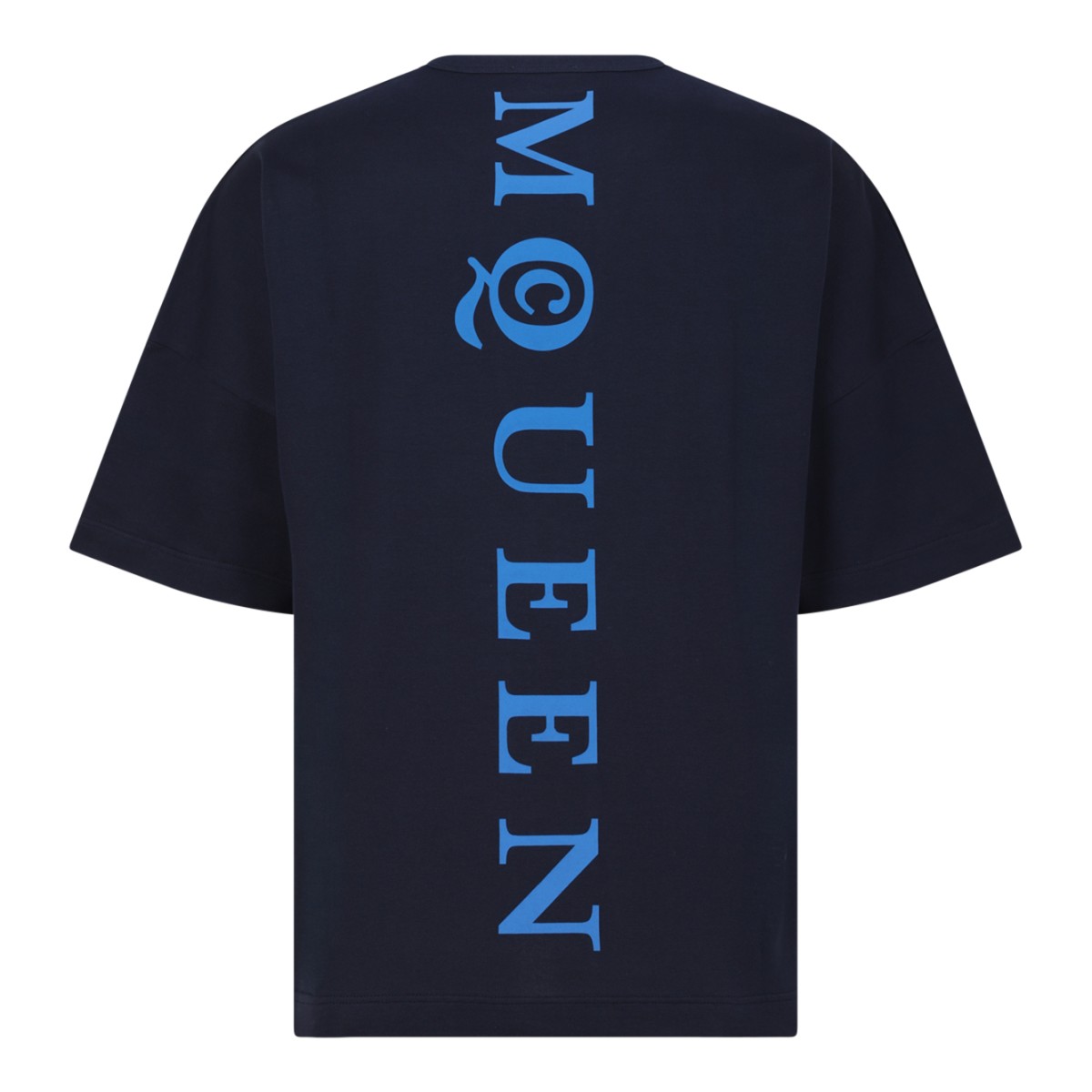 Alexander McQueen Navy Blue Cotton Logo T-Shirt.
