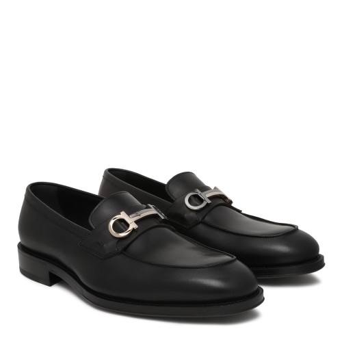 Ferragamo Black Leather Loafers. 2