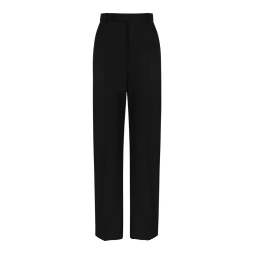 Alexander McQueen Black Tailored Wide-Leg Trousers.