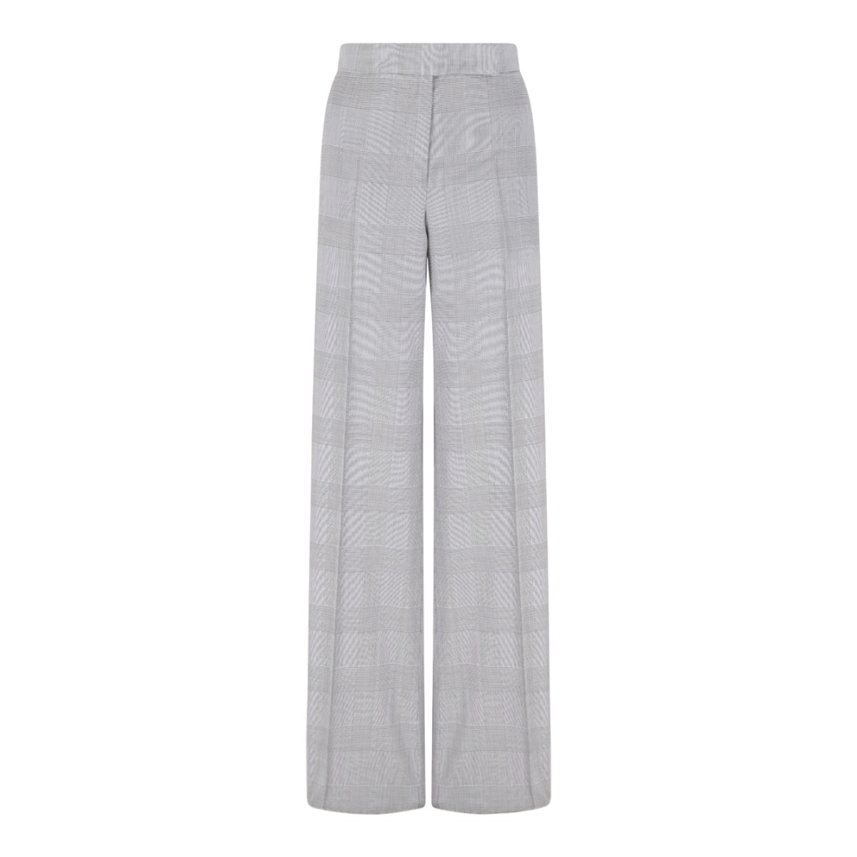Max Mara Grey Check Wide-Leg Tailored Trousers.