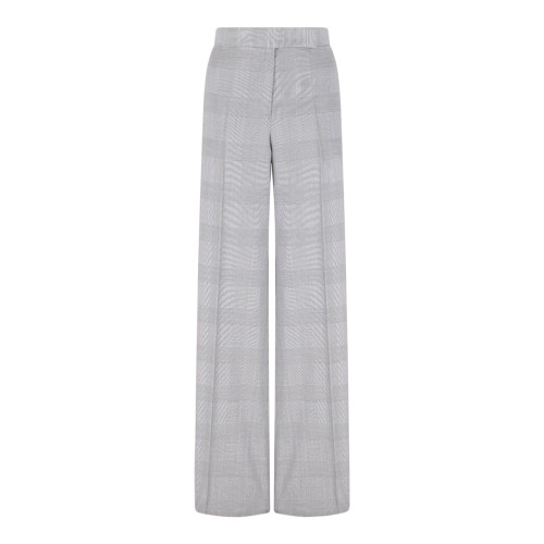 Max Mara Grey Check Wide-Leg Tailored Trousers.