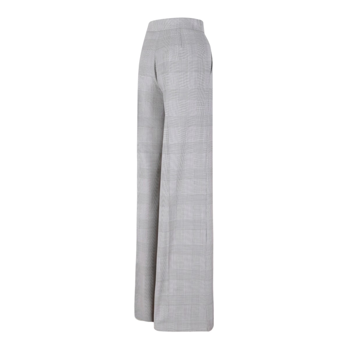 Max Mara Grey Check Wide-Leg Tailored Trousers.