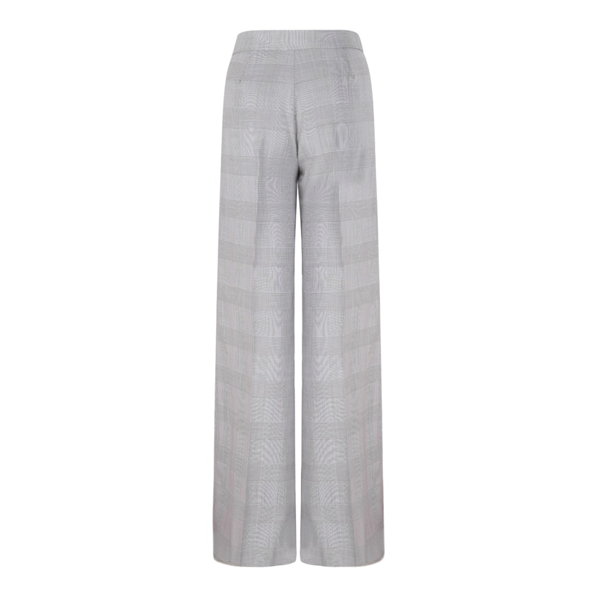 Max Mara Grey Check Wide-Leg Tailored Trousers.