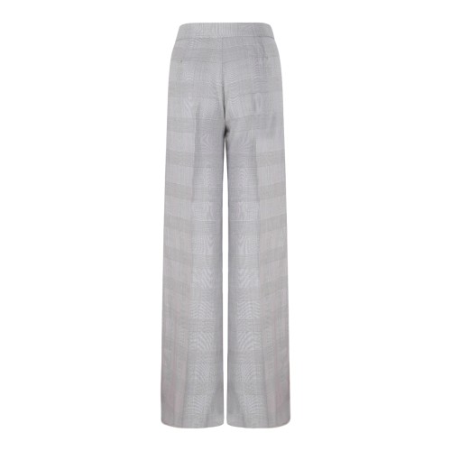 Max Mara Grey Check Wide-Leg Tailored Trousers.