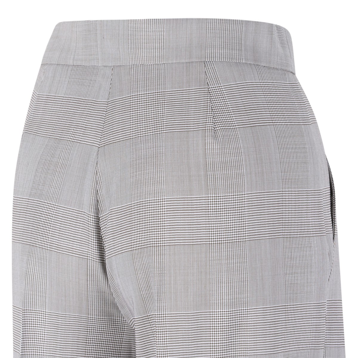 Max Mara Grey Check Wide-Leg Tailored Trousers.
