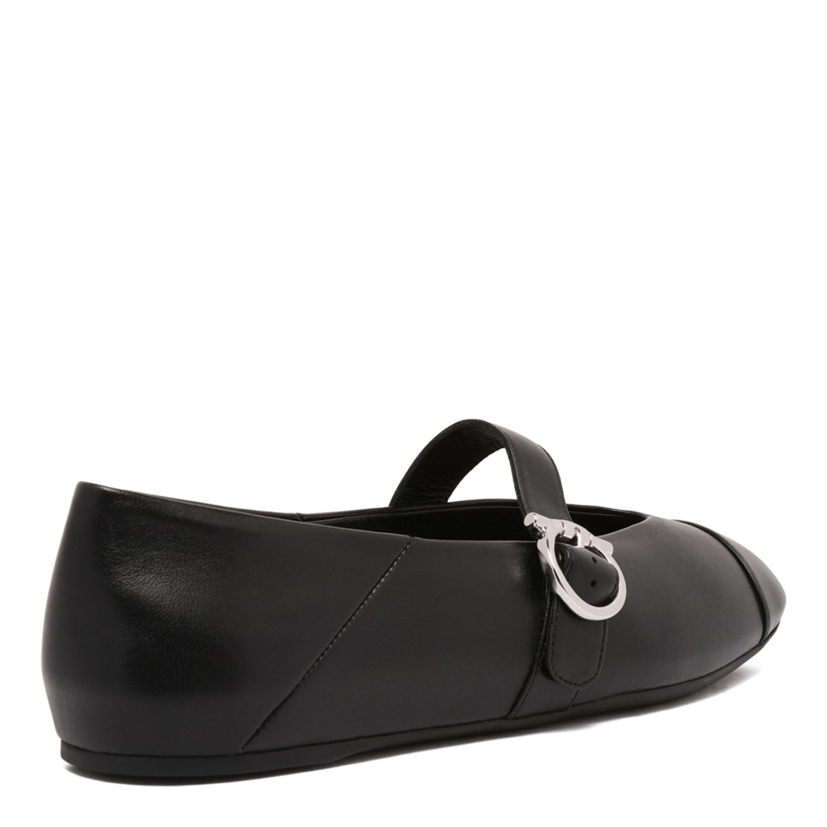 Ferragamo Black Gancini Ballet Shoes.