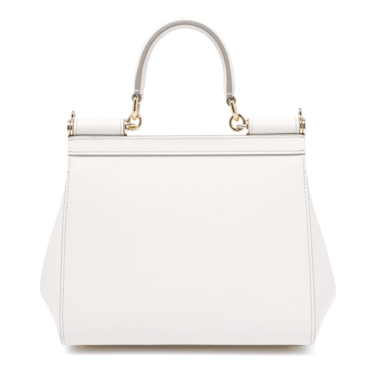 Dolce & Gabbana White Leather Sicily Top-Handle Bag.