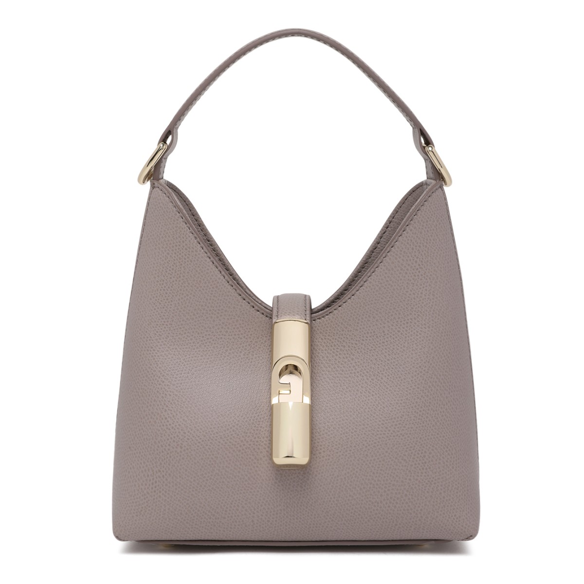 Furla Taupe Leather Shoulder Bag.