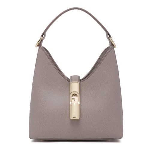 Furla Taupe Leather Shoulder Bag.