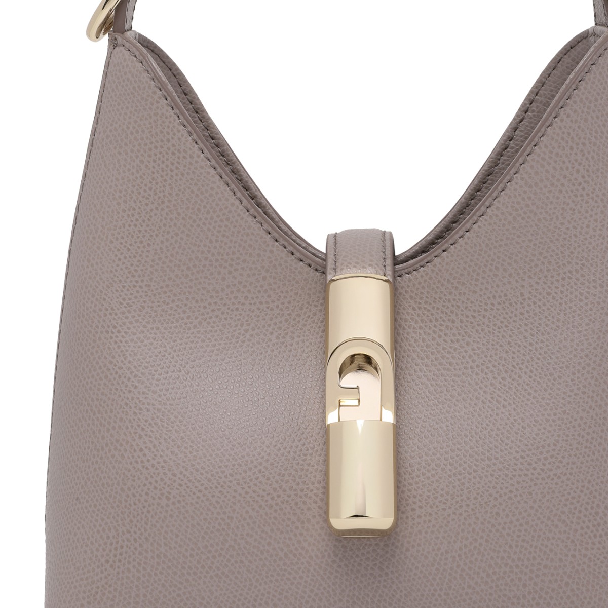 Furla Taupe Leather Shoulder Bag.