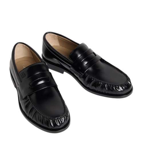 Calvin Klein Black Leather Penny Loafers. 2