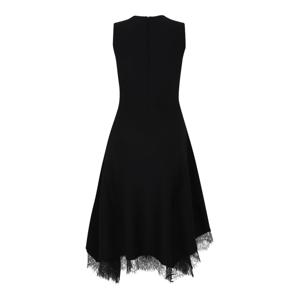 Alexander McQueen Black Asymmetric Midi Dress.