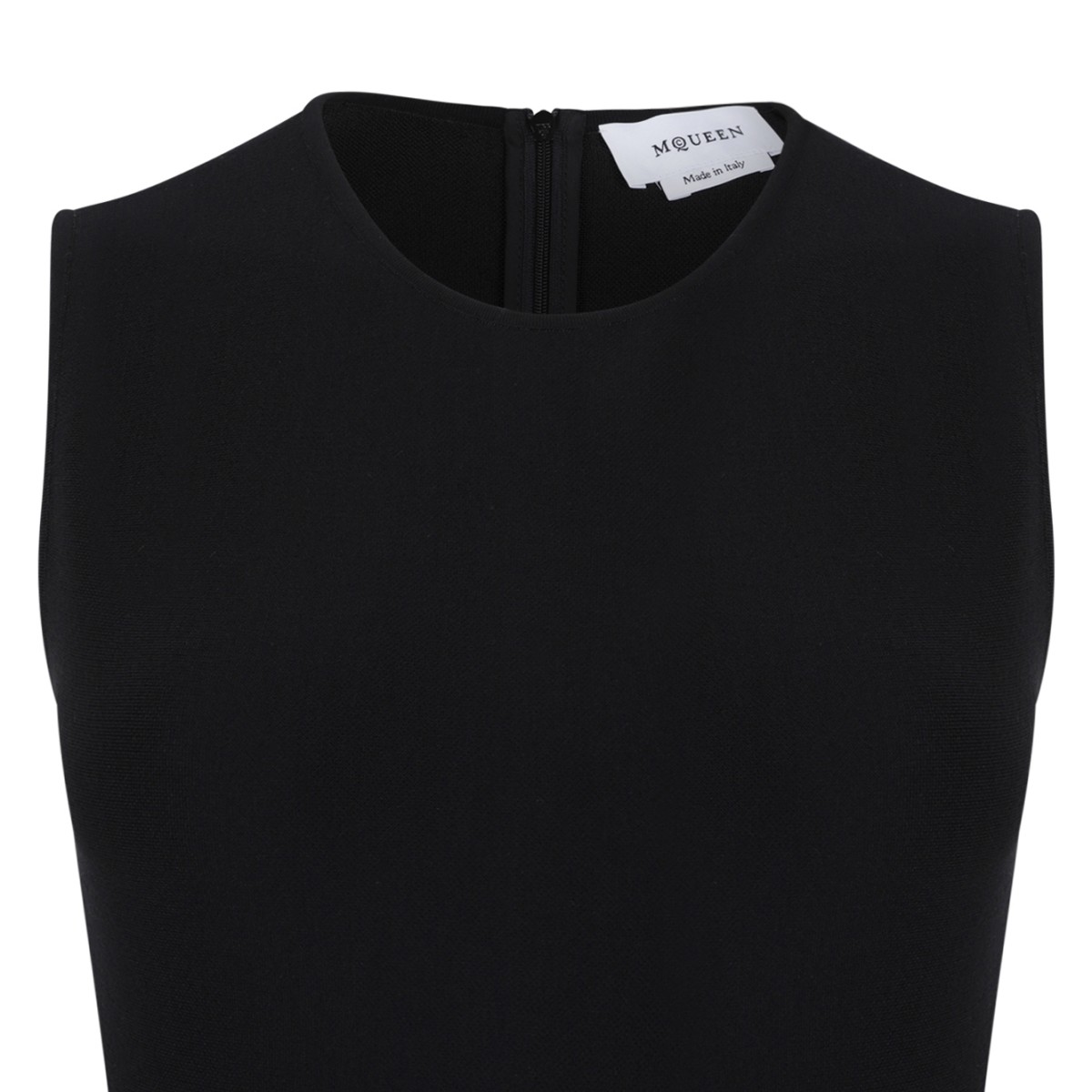 Alexander McQueen Black Asymmetric Midi Dress.
