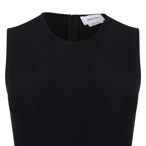 Alexander McQueen Black Asymmetric Midi Dress.